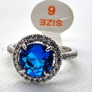 Blue Zircon Ring Sz 6